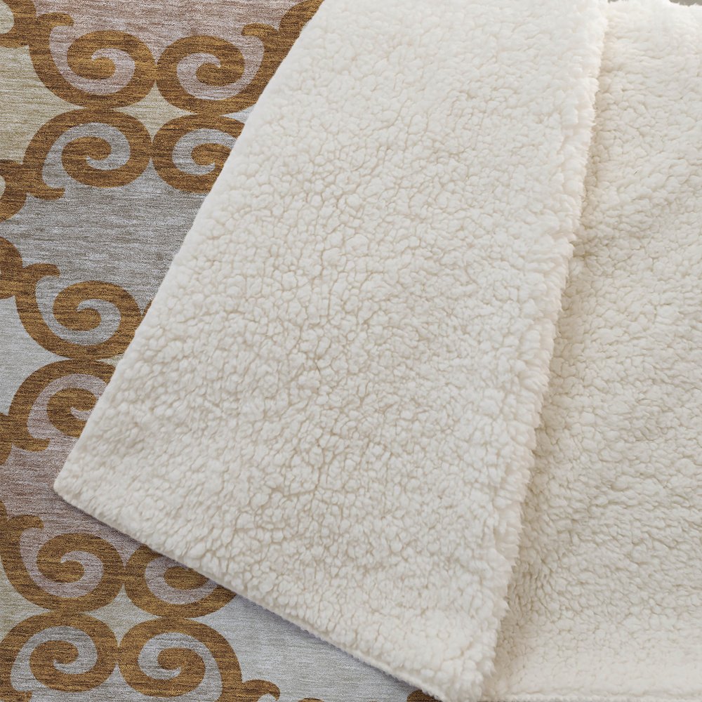 Premium Machine Washable ASB883 Terracotta 50" x 70" Sherpa Throw Blanket. Picture 2