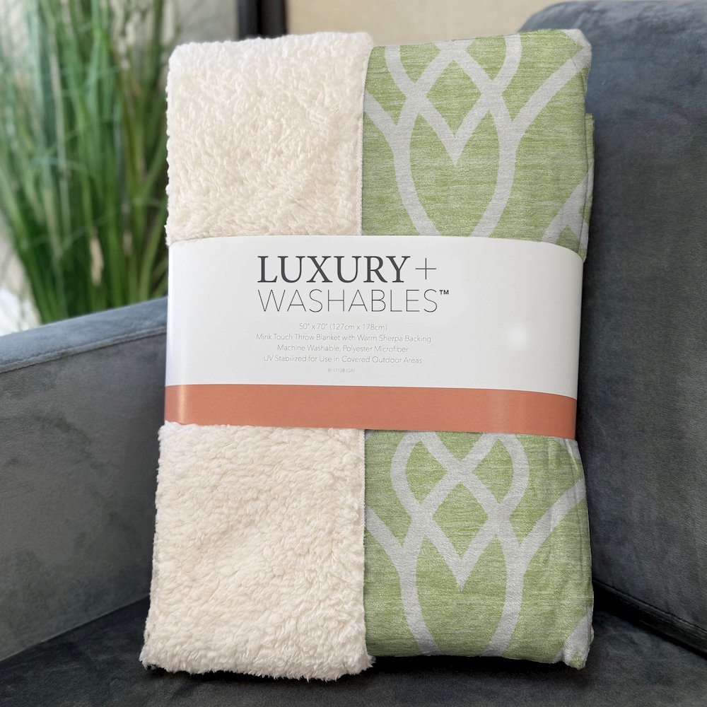 Premium Machine Washable ASB884 Aloe 50" x 70" Sherpa Throw Blanket. Picture 3