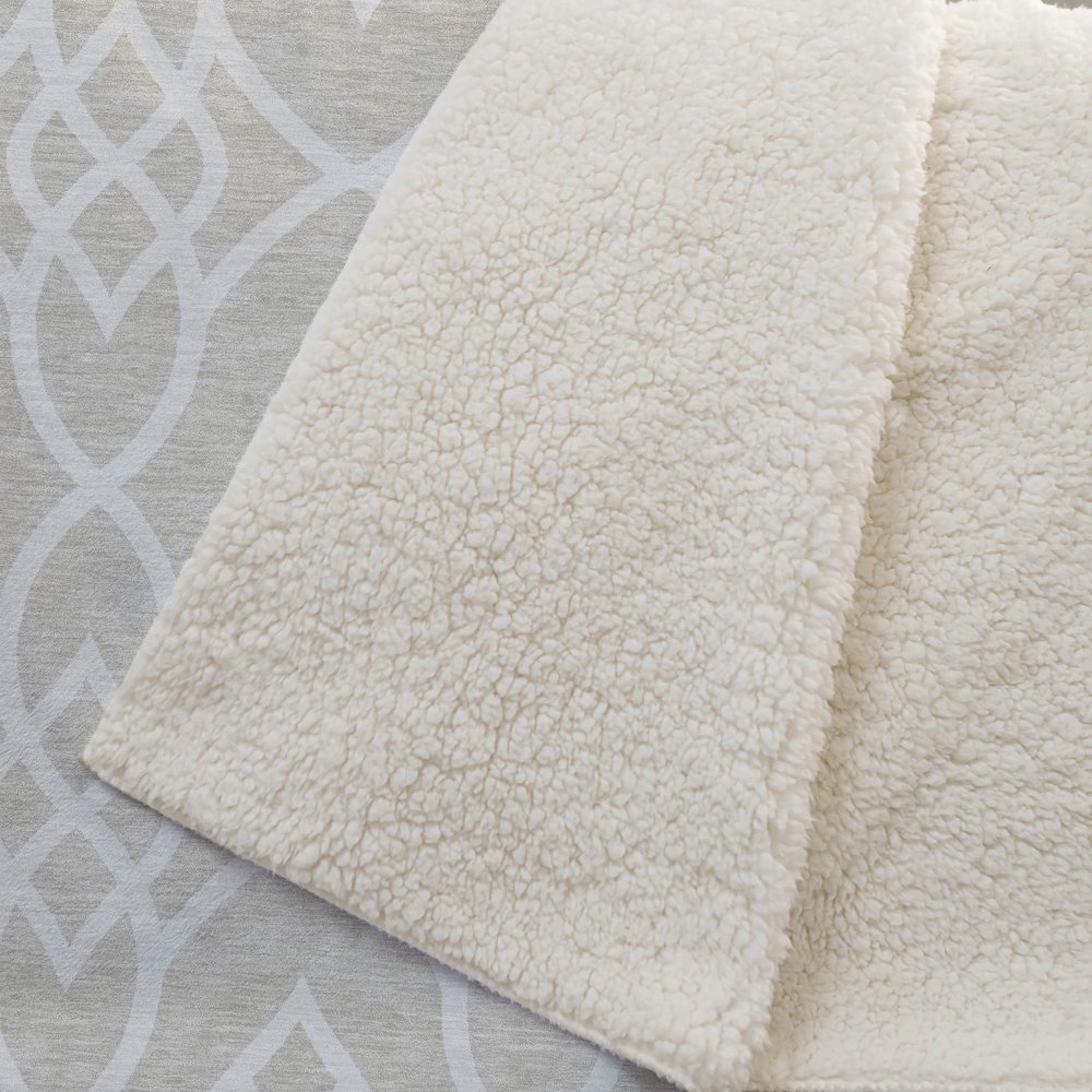 Premium Machine Washable ASB884 Beige 50" x 70" Sherpa Throw Blanket. Picture 2