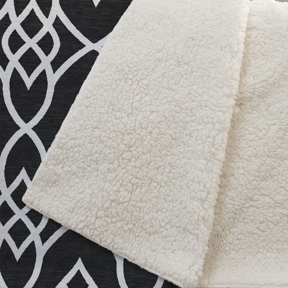 Premium Machine Washable ASB884 Black 50" x 70" Sherpa Throw Blanket. Picture 2