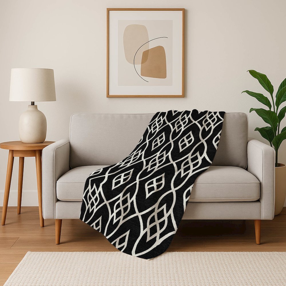 Premium Machine Washable ASB884 Black 50" x 70" Sherpa Throw Blanket. Picture 5