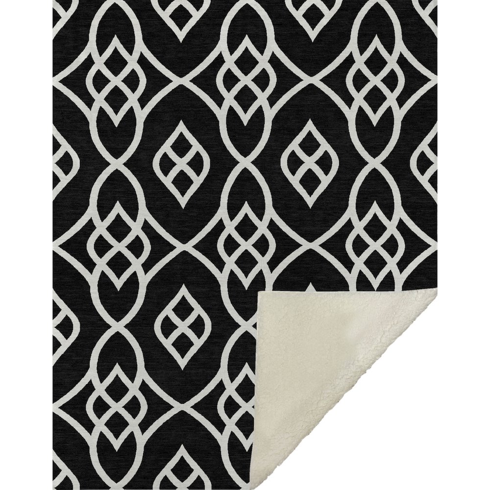 Premium Machine Washable ASB884 Black 50" x 70" Sherpa Throw Blanket. Picture 1