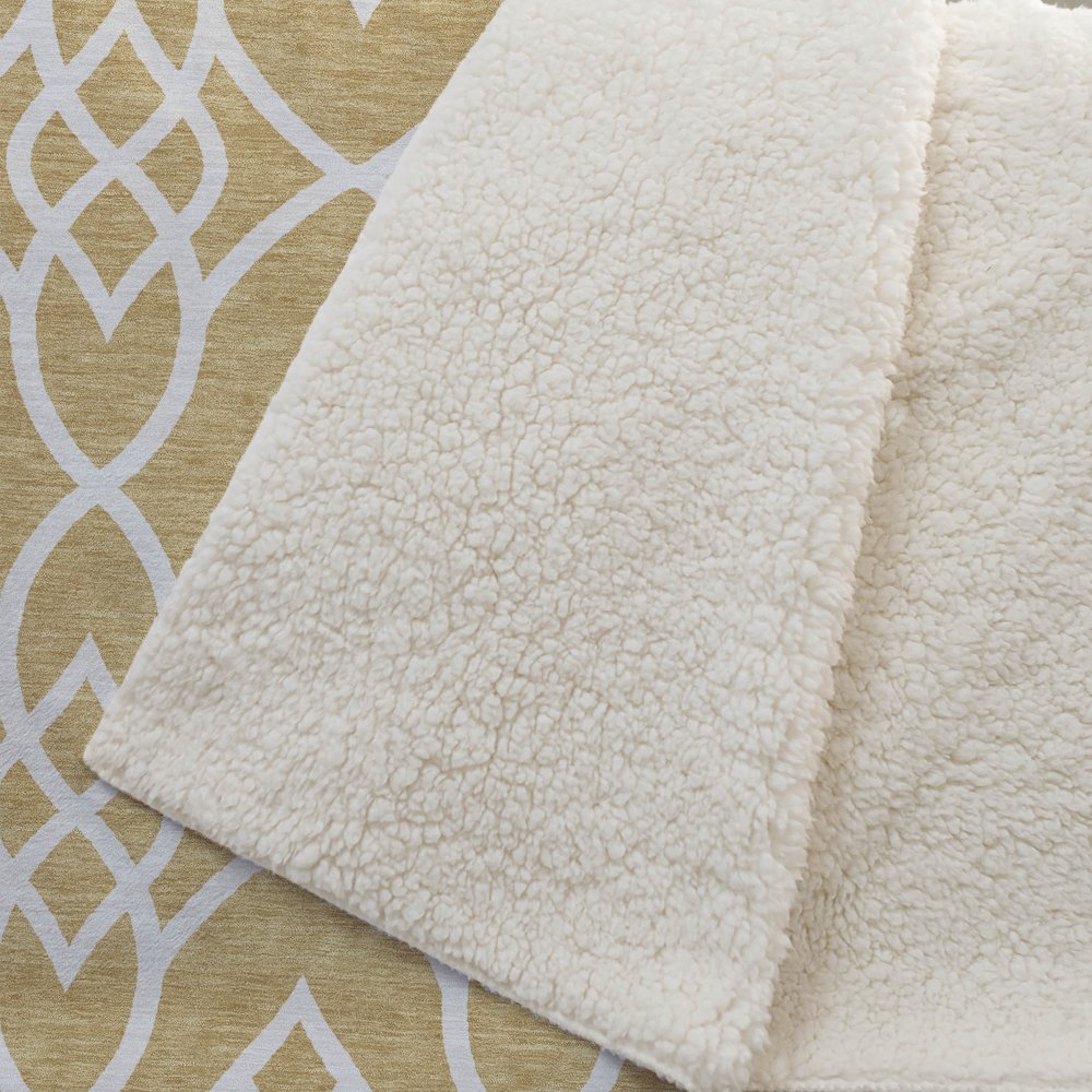 Premium Machine Washable ASB884 Gold 50" x 70" Sherpa Throw Blanket. Picture 2