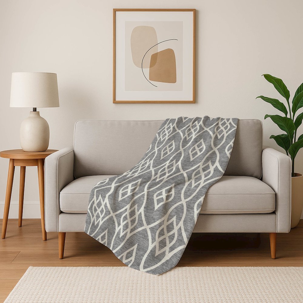 Premium Machine Washable ASB884 Gray 50" x 70" Sherpa Throw Blanket. Picture 5