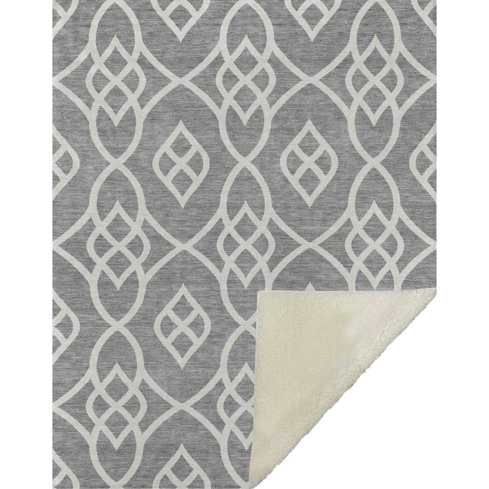 Premium Machine Washable ASB884 Gray 50" x 70" Sherpa Throw Blanket. Picture 1