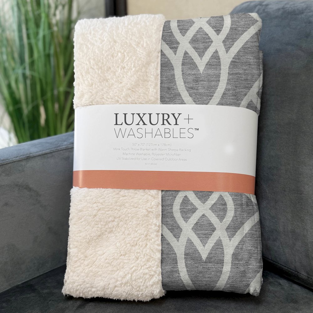 Premium Machine Washable ASB884 Gray 50" x 70" Sherpa Throw Blanket. Picture 3