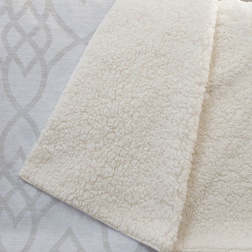 Premium Machine Washable ASB884 Ivory 50" x 70" Sherpa Throw Blanket. Picture 2