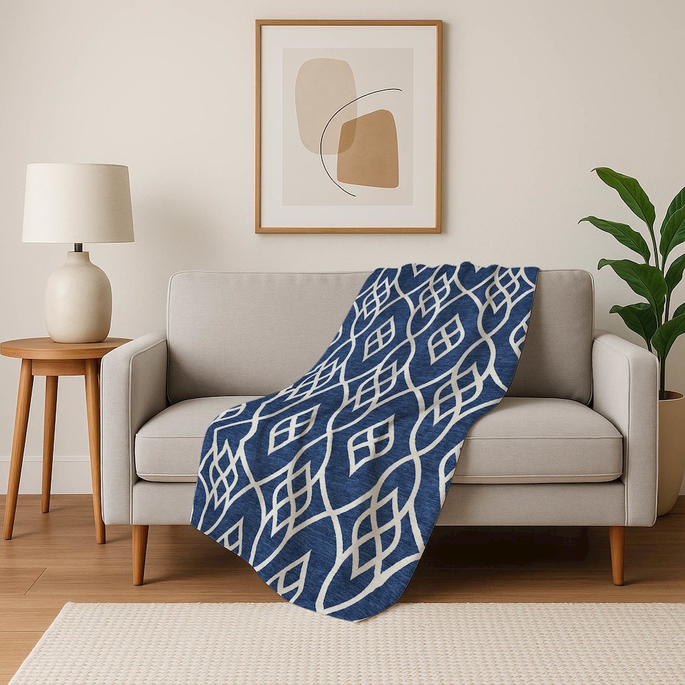 Premium Machine Washable ASB884 Navy 50" x 70" Sherpa Throw Blanket. Picture 5