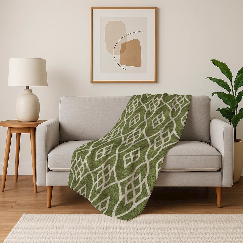 Premium Machine Washable ASB884 Olive 50" x 70" Sherpa Throw Blanket. Picture 5