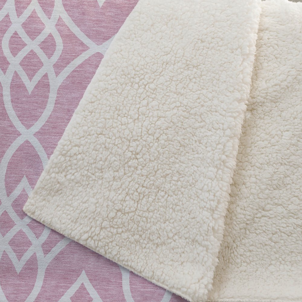 Premium Machine Washable ASB884 Pink 50" x 70" Sherpa Throw Blanket. Picture 2