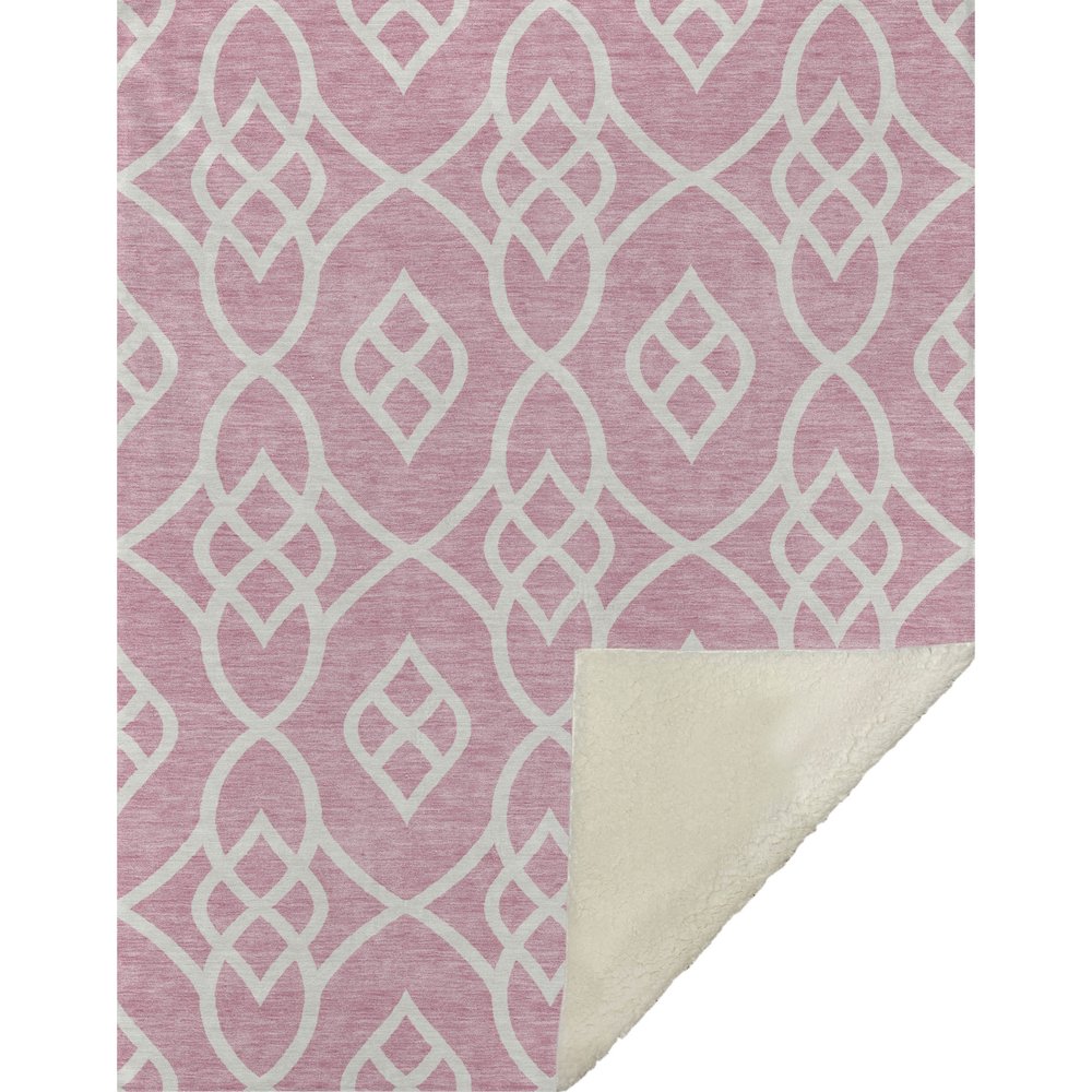 Premium Machine Washable ASB884 Pink 50" x 70" Sherpa Throw Blanket. Picture 1