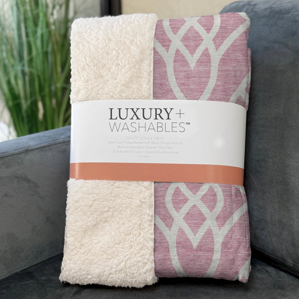 Premium Machine Washable ASB884 Pink 50" x 70" Sherpa Throw Blanket. Picture 3