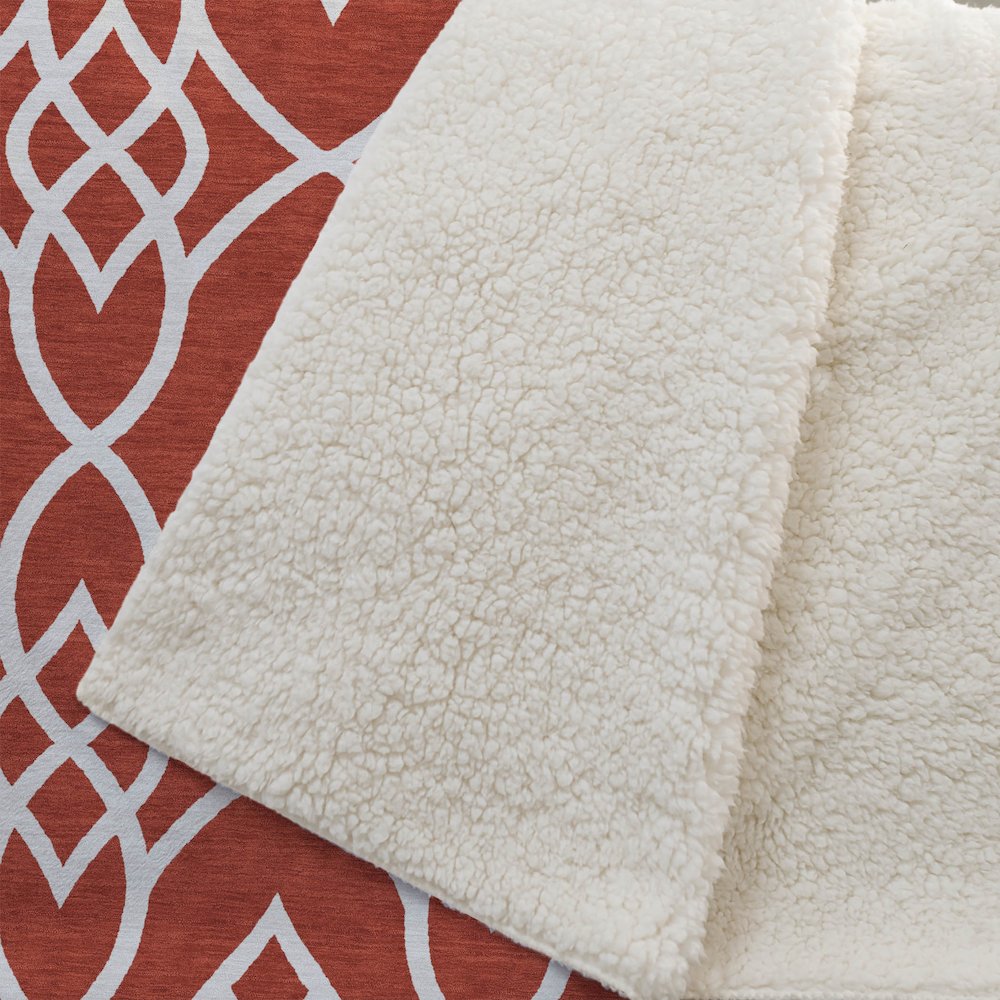 Premium Machine Washable ASB884 Red 50" x 70" Sherpa Throw Blanket. Picture 2