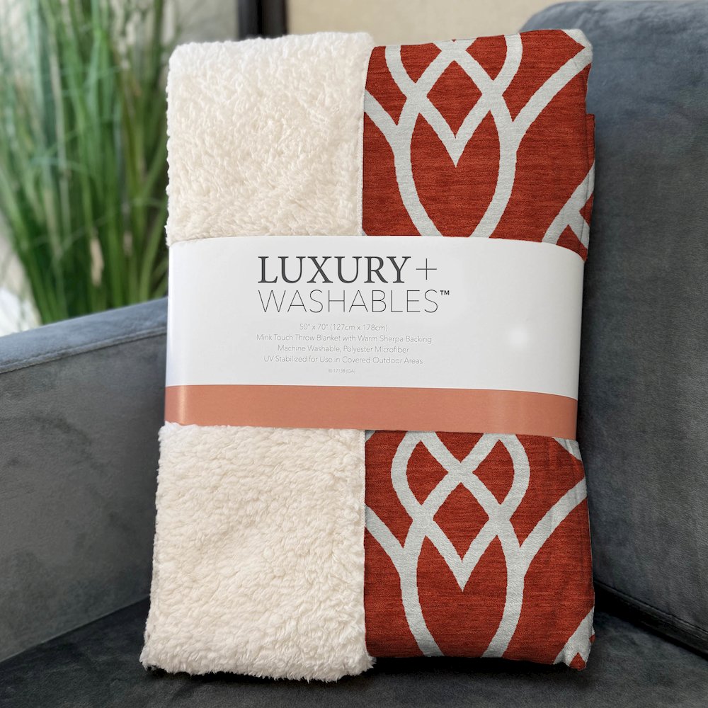 Premium Machine Washable ASB884 Red 50" x 70" Sherpa Throw Blanket. Picture 3