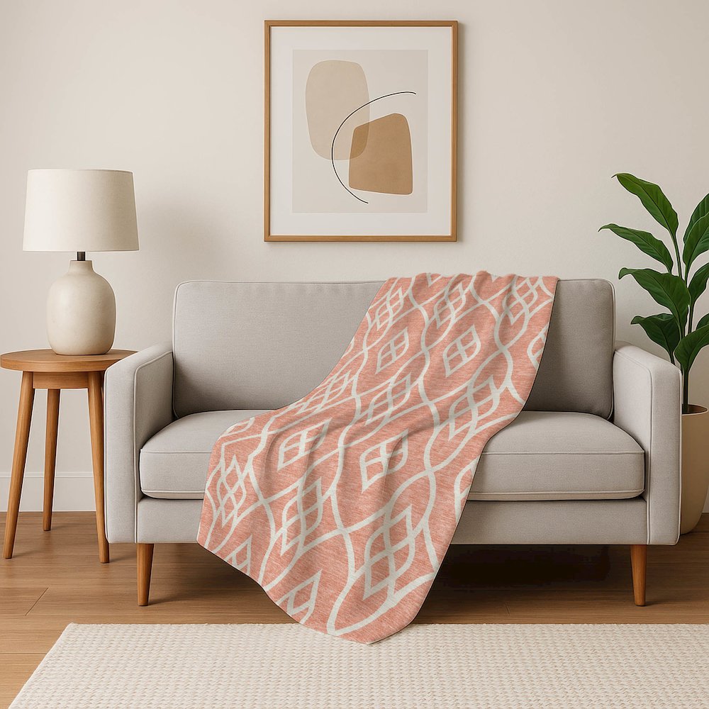 Premium Machine Washable ASB884 Salmon 50" x 70" Sherpa Throw Blanket. Picture 5