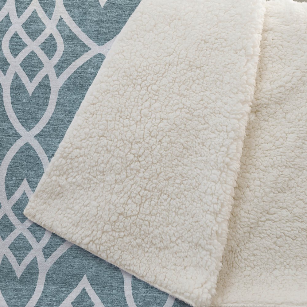 Premium Machine Washable ASB884 Teal 50" x 70" Sherpa Throw Blanket. Picture 2