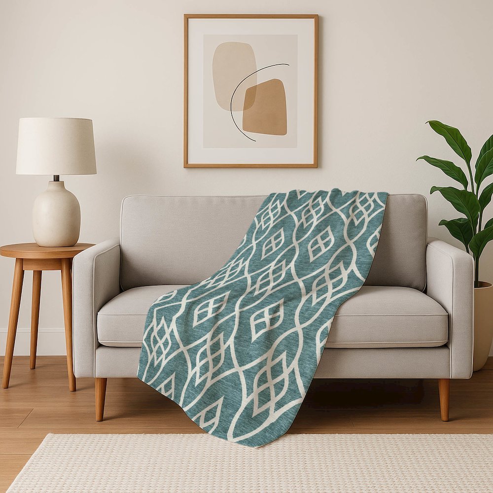 Premium Machine Washable ASB884 Teal 50" x 70" Sherpa Throw Blanket. Picture 5