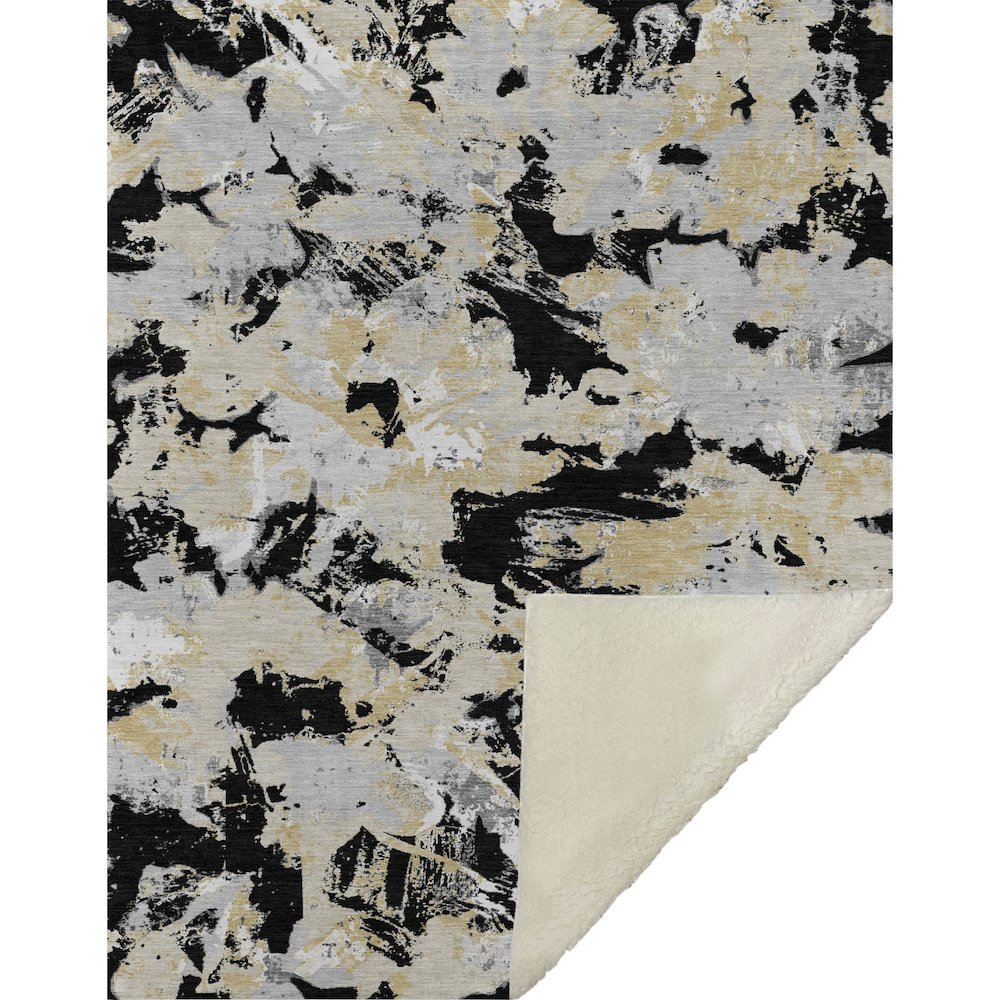 Premium Machine Washable ASB885 Black 50" x 70" Sherpa Throw Blanket. Picture 1