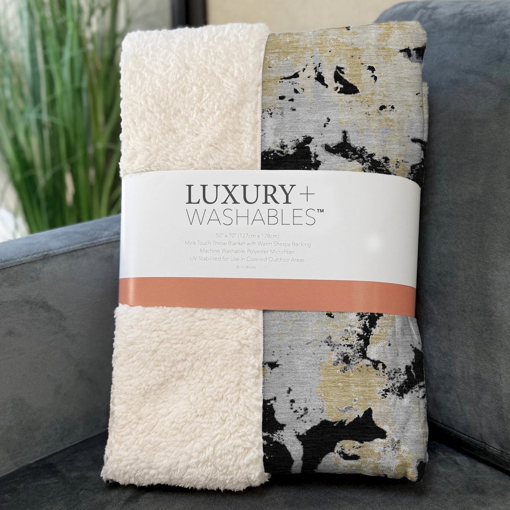 Premium Machine Washable ASB885 Black 50" x 70" Sherpa Throw Blanket. Picture 3