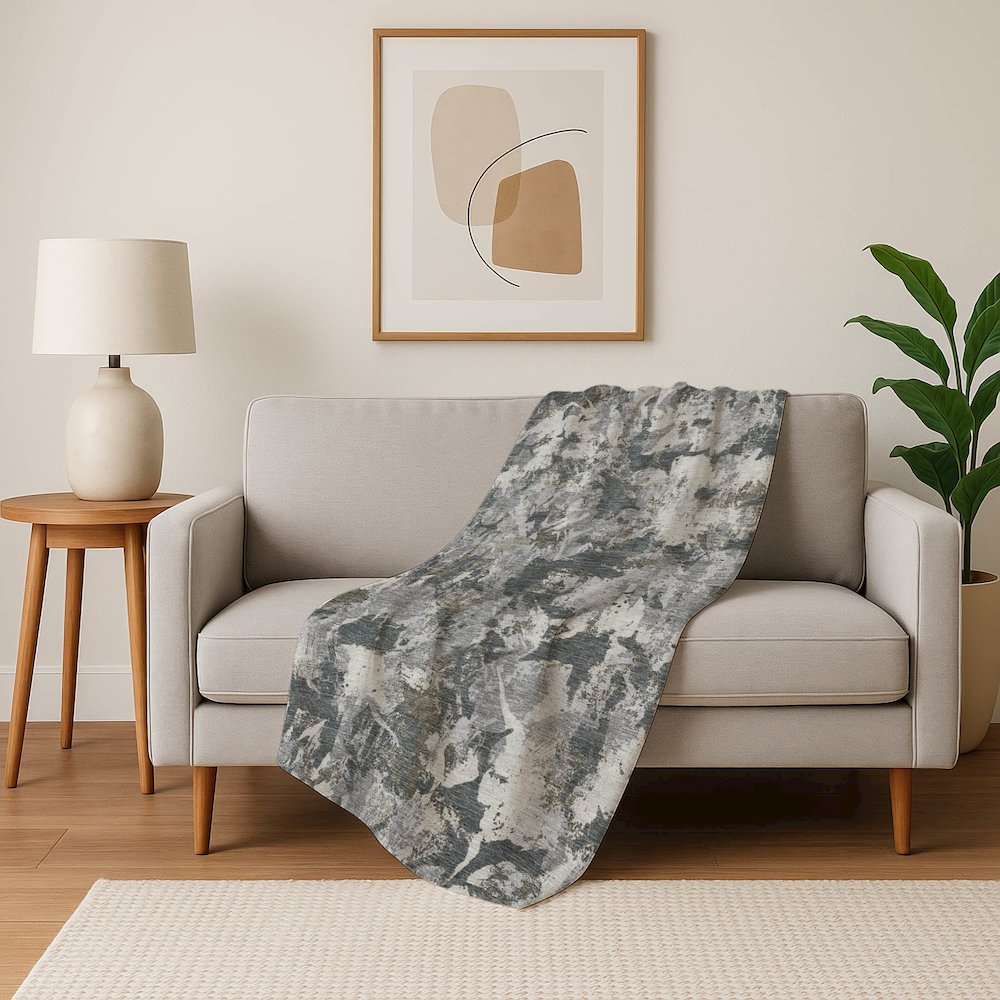 Premium Machine Washable ASB885 Charcoal 50" x 70" Sherpa Throw Blanket. Picture 5