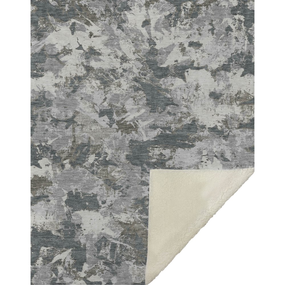 Premium Machine Washable ASB885 Charcoal 50" x 70" Sherpa Throw Blanket. Picture 1