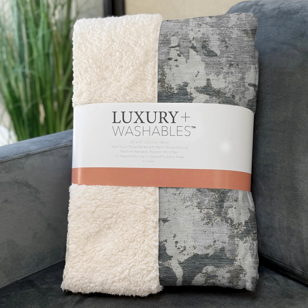Premium Machine Washable ASB885 Charcoal 50" x 70" Sherpa Throw Blanket. Picture 3