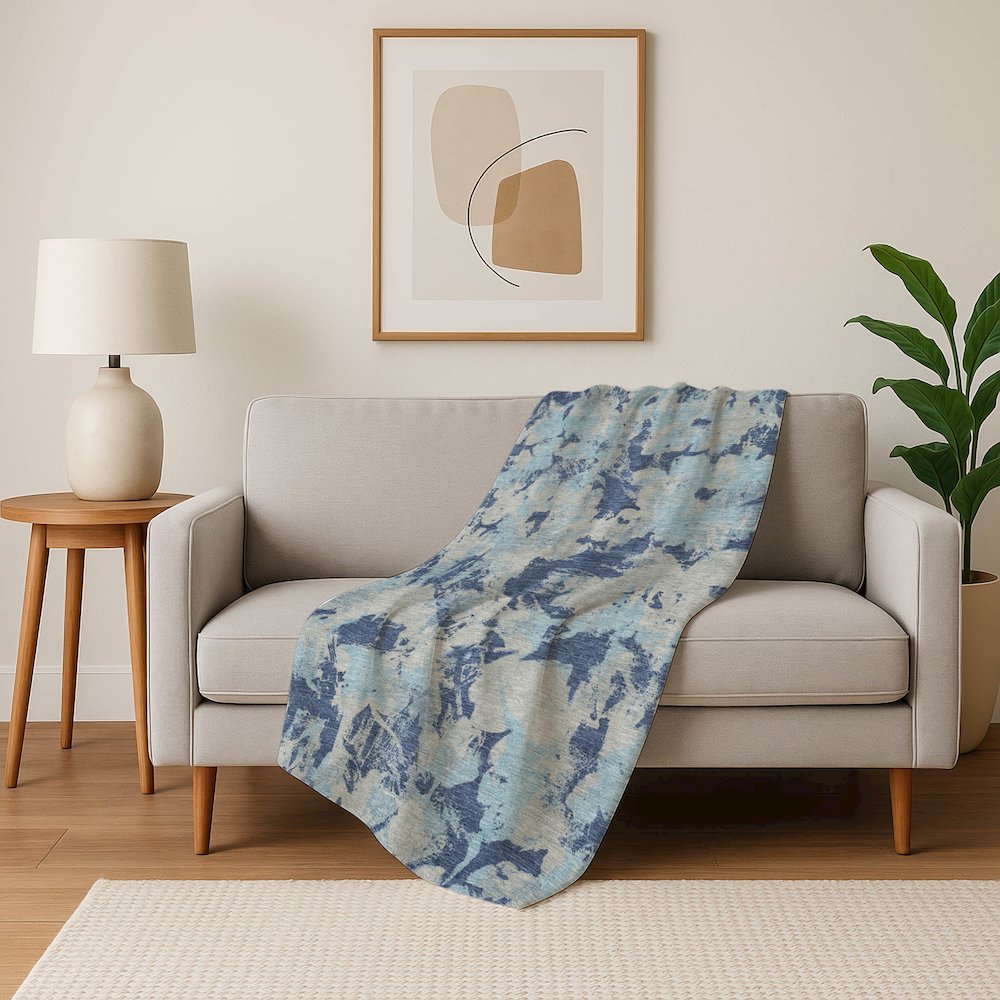 Premium Machine Washable ASB885 Navy 50" x 70" Sherpa Throw Blanket. Picture 5