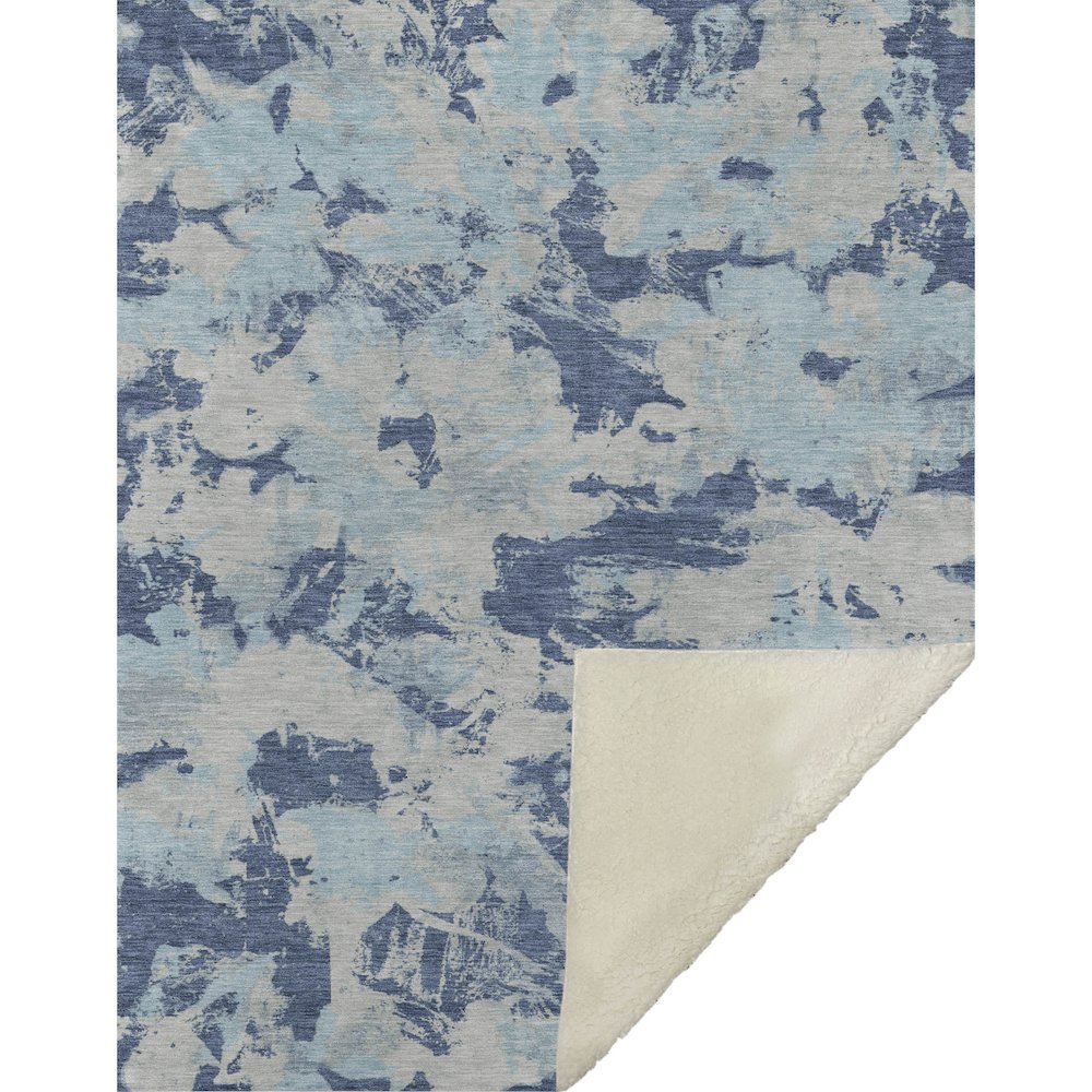 Premium Machine Washable ASB885 Navy 50" x 70" Sherpa Throw Blanket. Picture 1