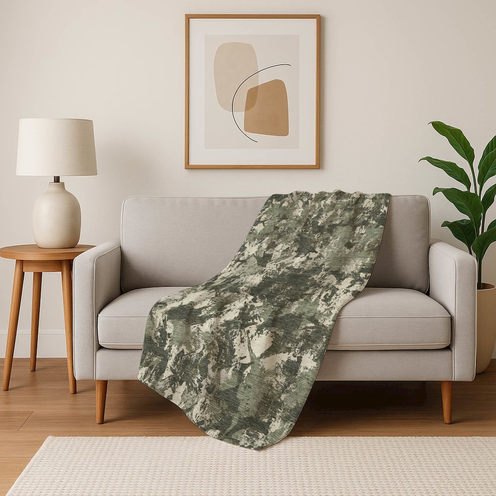 Premium Machine Washable ASB885 Olive 50" x 70" Sherpa Throw Blanket. Picture 5