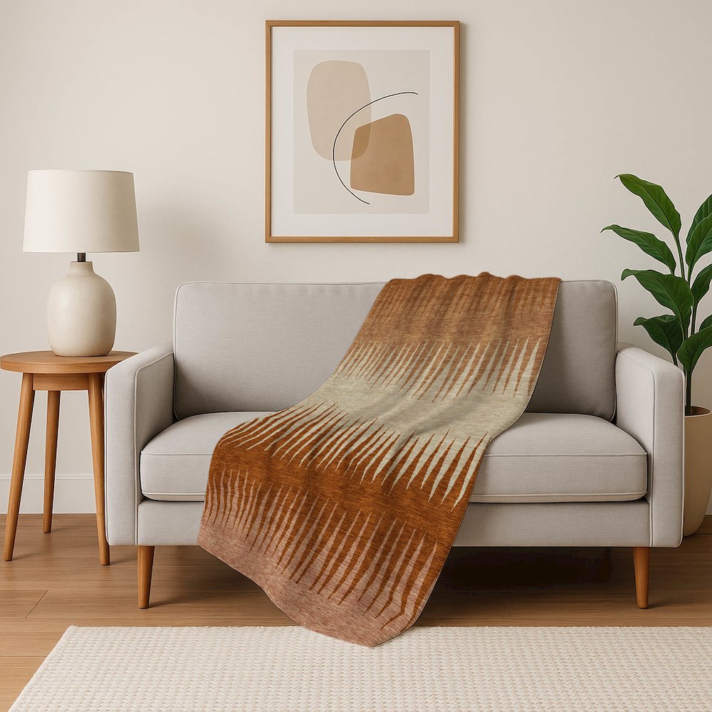 Premium Machine Washable ASB886 Copper 50" x 70" Sherpa Throw Blanket. Picture 5