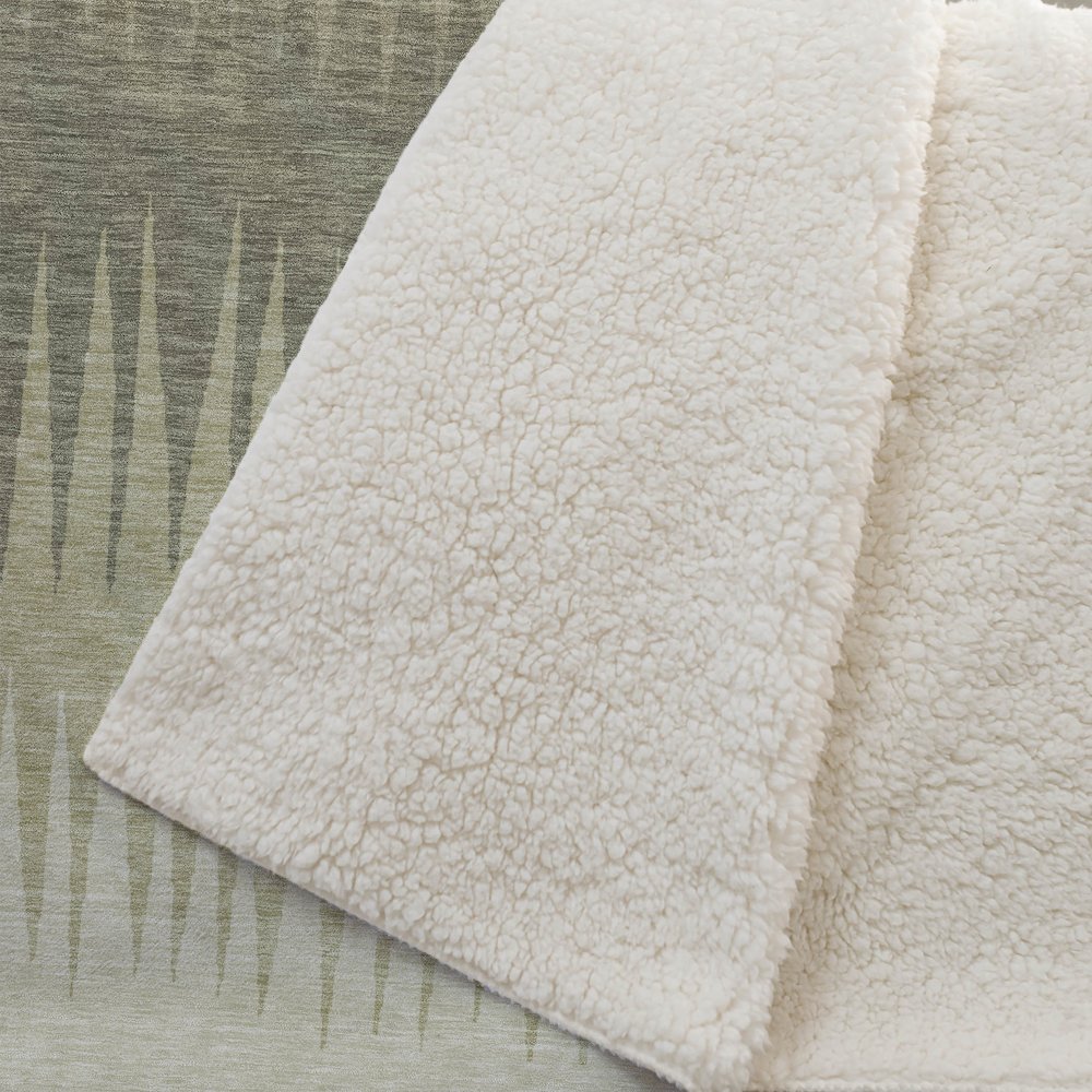 Premium Machine Washable ASB886 Green 50" x 70" Sherpa Throw Blanket. Picture 2