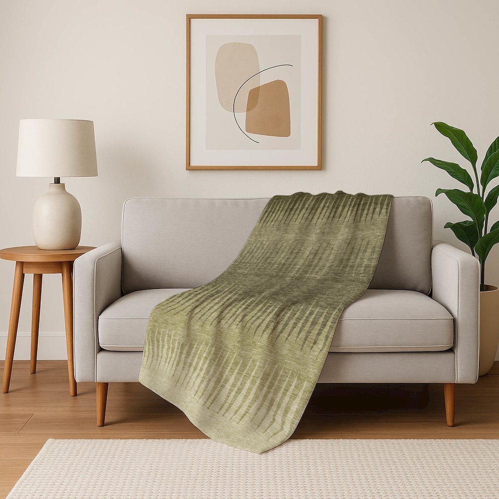 Premium Machine Washable ASB886 Green 50" x 70" Sherpa Throw Blanket. Picture 5