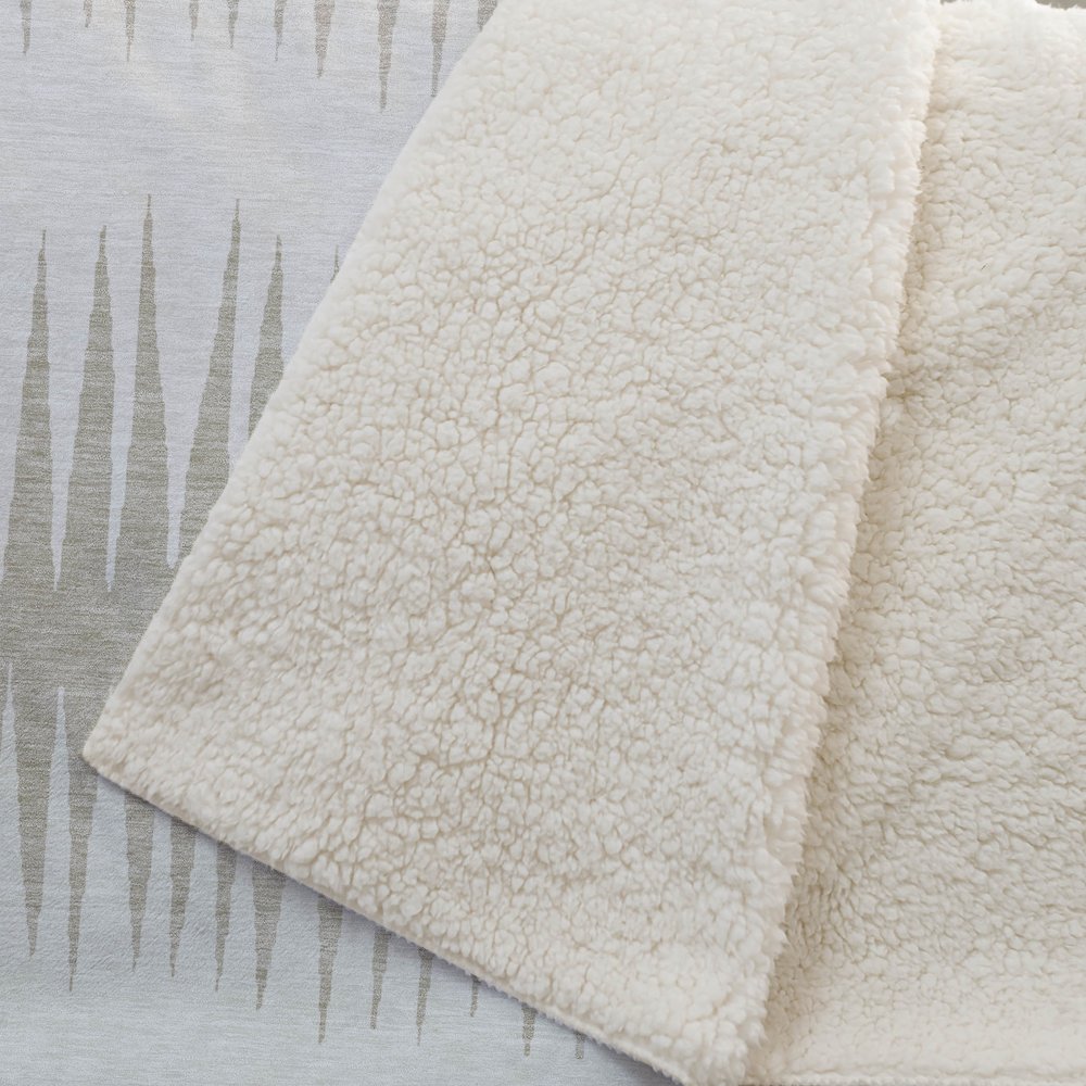 Premium Machine Washable ASB886 Ivory 50" x 70" Sherpa Throw Blanket. Picture 2