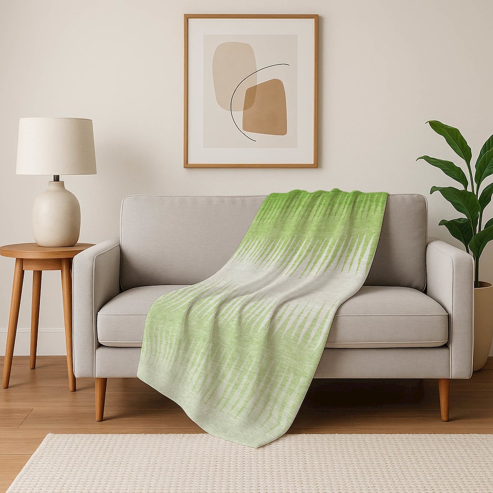 Premium Machine Washable ASB886 Lime 50" x 70" Sherpa Throw Blanket. Picture 5