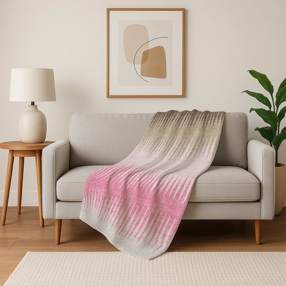 Premium Machine Washable ASB886 Pink 50" x 70" Sherpa Throw Blanket. Picture 5