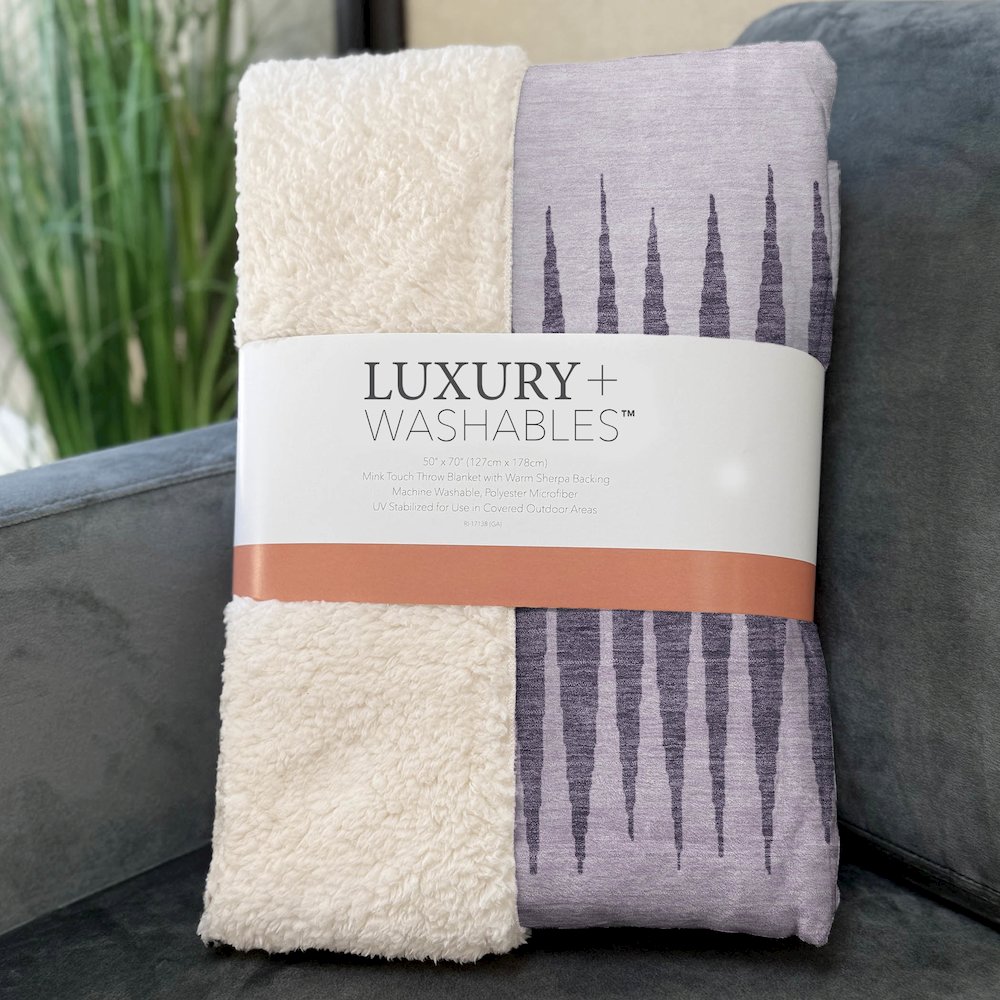 Premium Machine Washable ASB886 Purple 50" x 70" Sherpa Throw Blanket. Picture 3