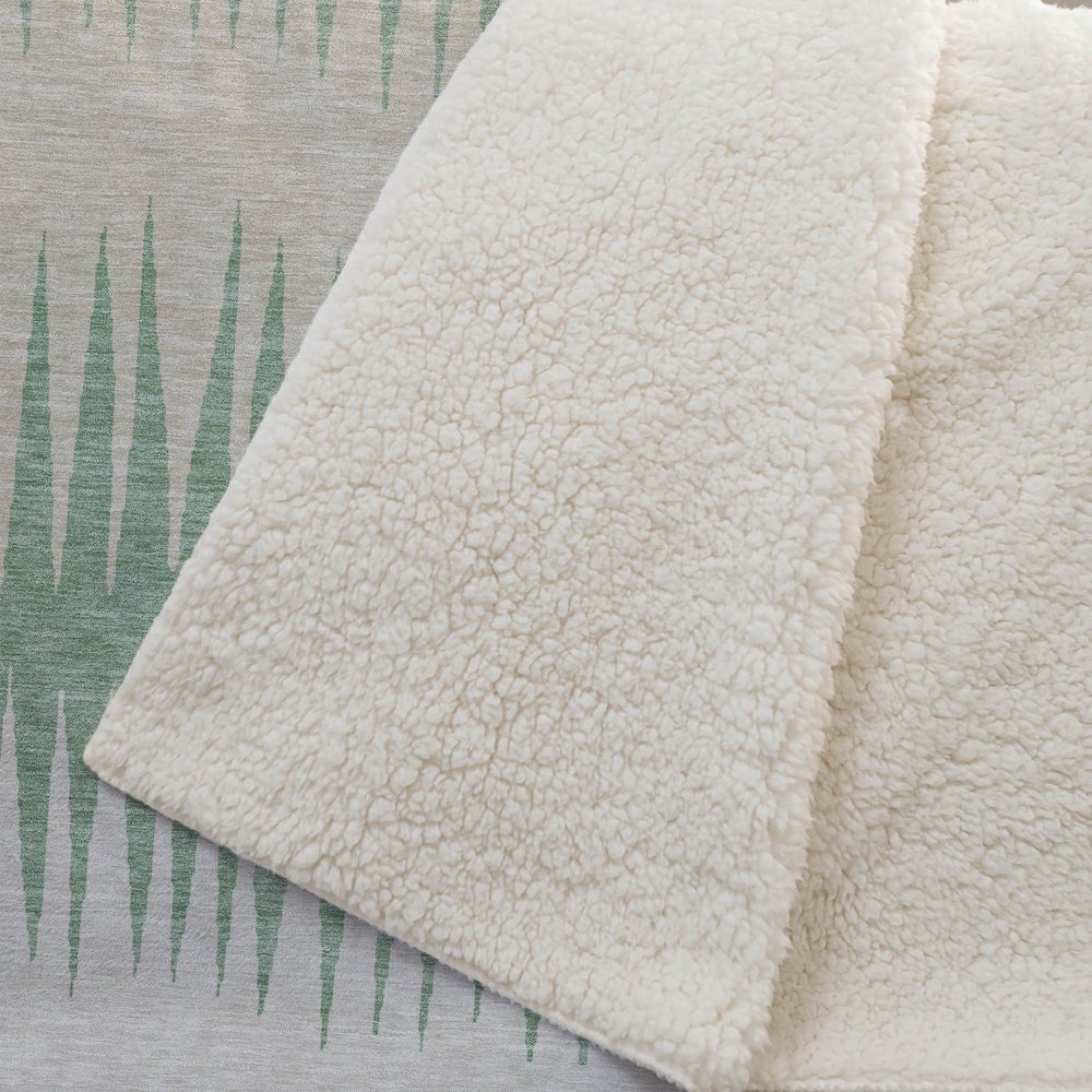 Premium Machine Washable ASB886 Sage 50" x 70" Sherpa Throw Blanket. Picture 2