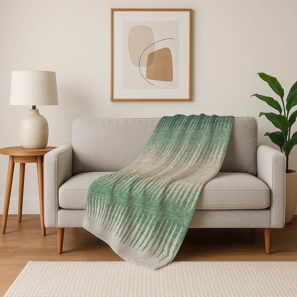 Premium Machine Washable ASB886 Sage 50" x 70" Sherpa Throw Blanket. Picture 5