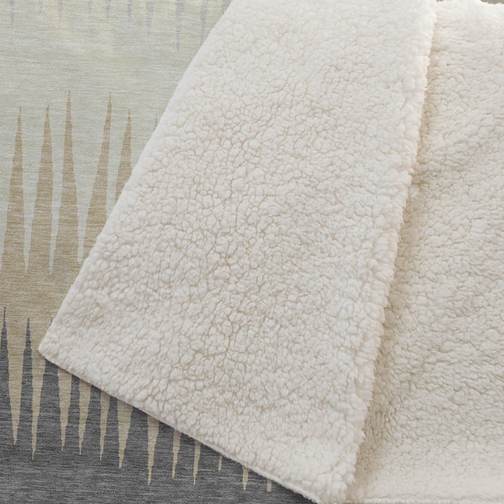 Premium Machine Washable ASB886 Taupe 50" x 70" Sherpa Throw Blanket. Picture 2