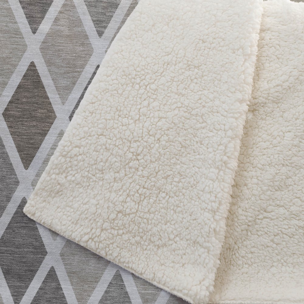 Premium Machine Washable ASB887 Beige 50" x 70" Sherpa Throw Blanket. Picture 2