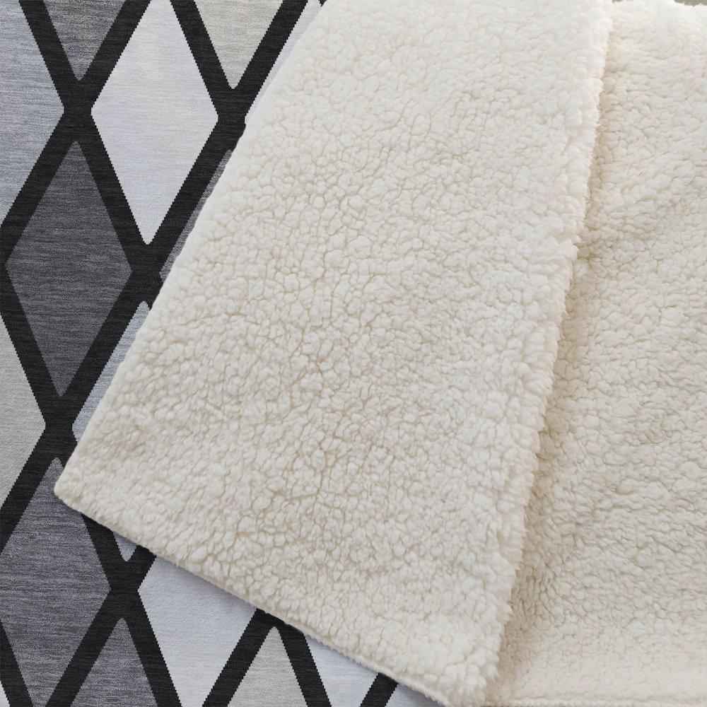Premium Machine Washable ASB887 Black 50" x 70" Sherpa Throw Blanket. Picture 2