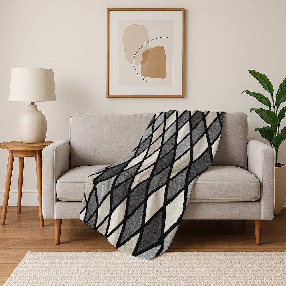 Premium Machine Washable ASB887 Black 50" x 70" Sherpa Throw Blanket. Picture 5