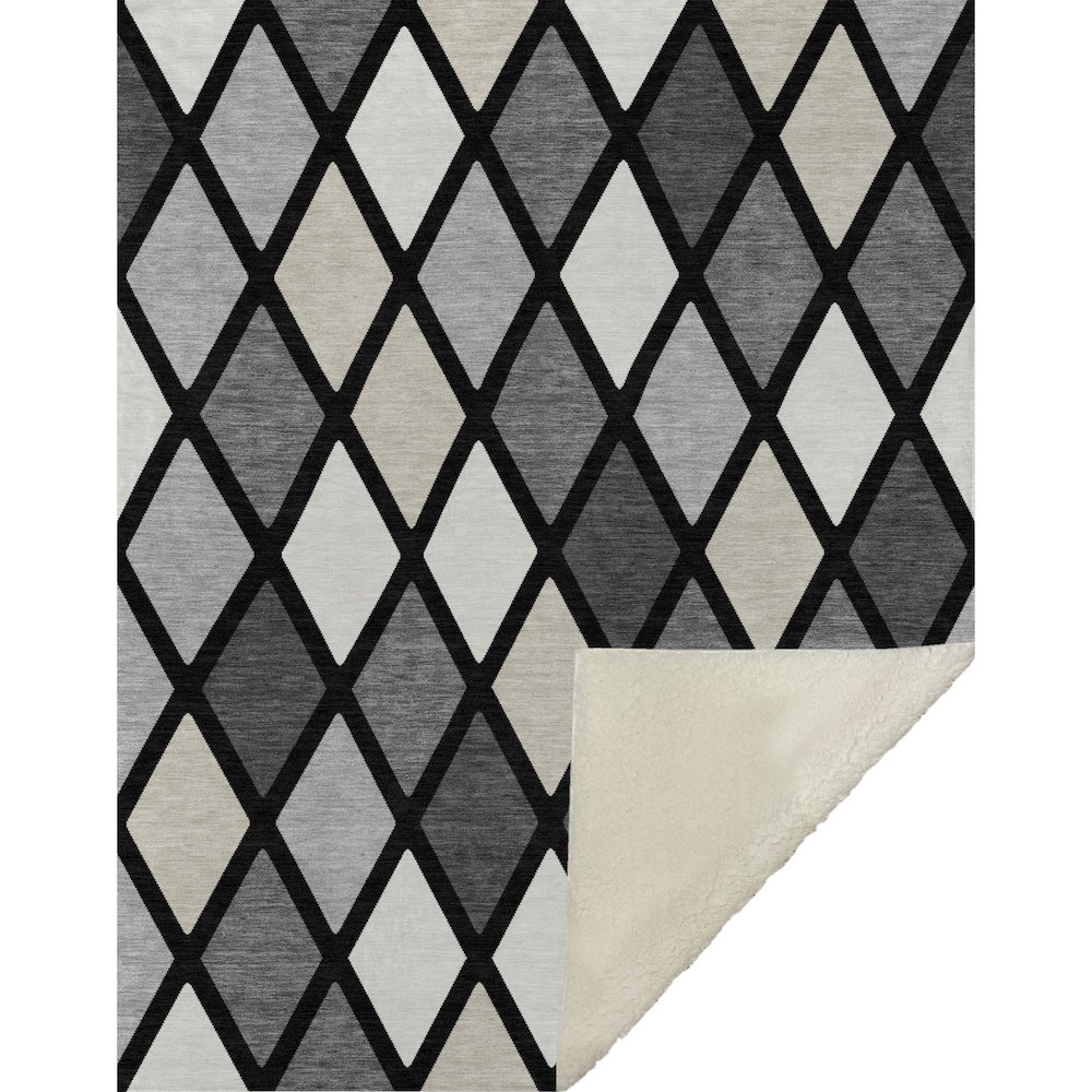 Premium Machine Washable ASB887 Black 50" x 70" Sherpa Throw Blanket. Picture 1