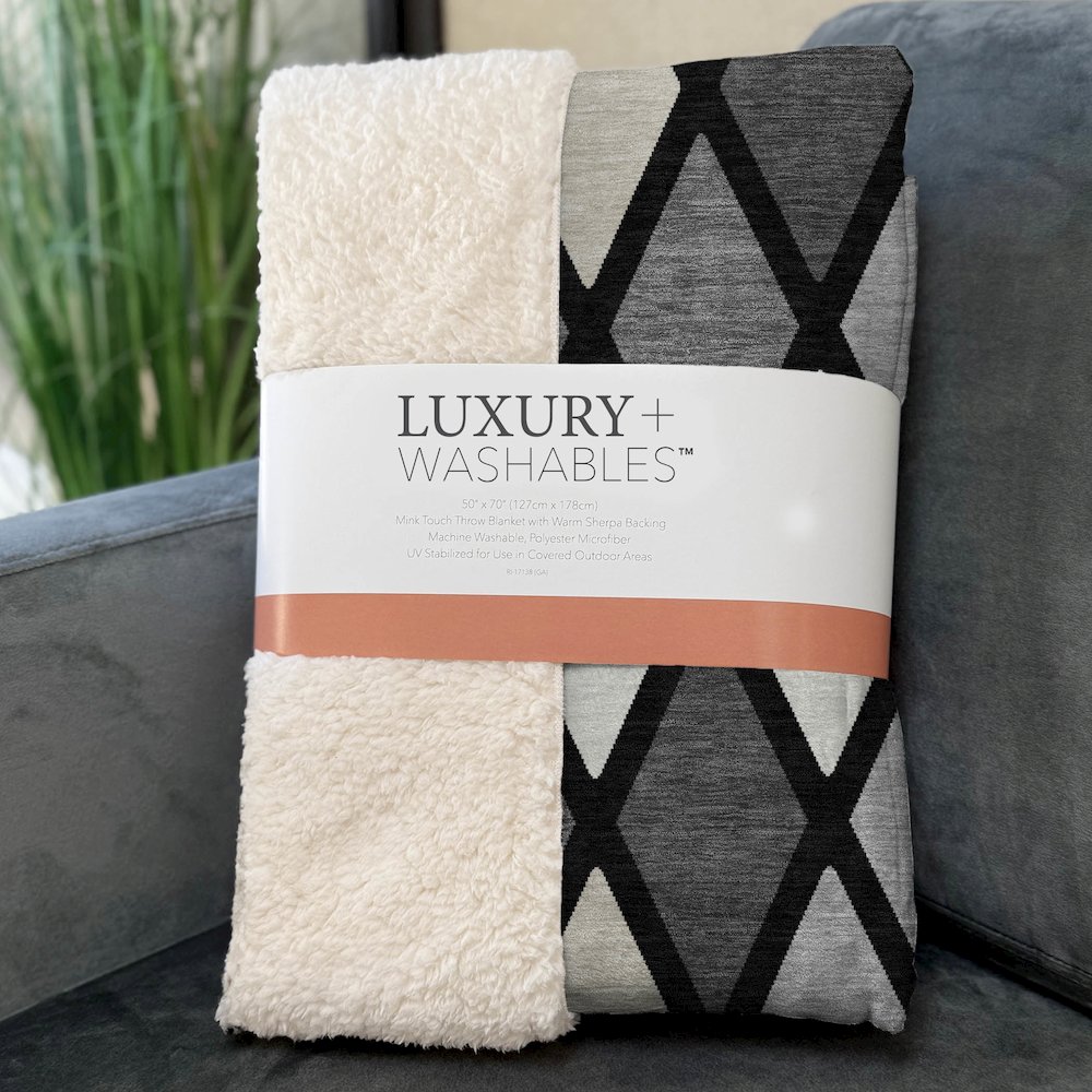 Premium Machine Washable ASB887 Black 50" x 70" Sherpa Throw Blanket. Picture 3