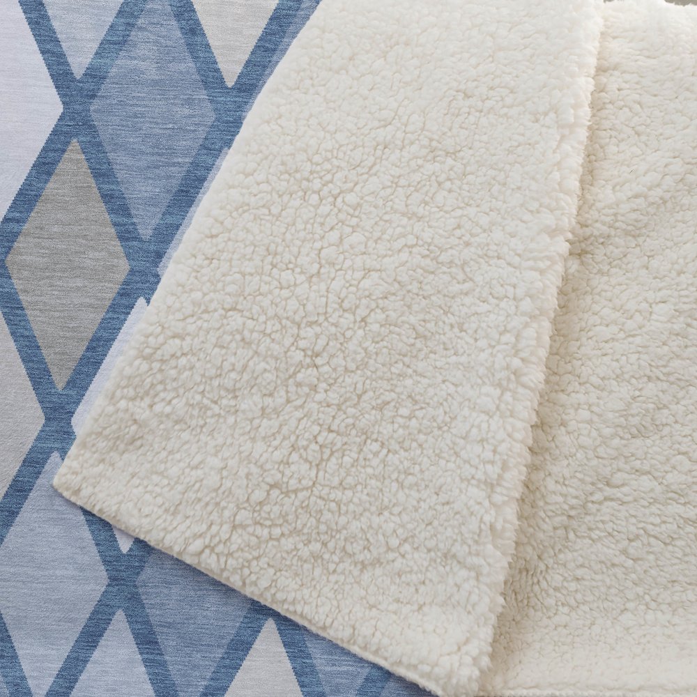 Premium Machine Washable ASB887 Denim 50" x 70" Sherpa Throw Blanket. Picture 2