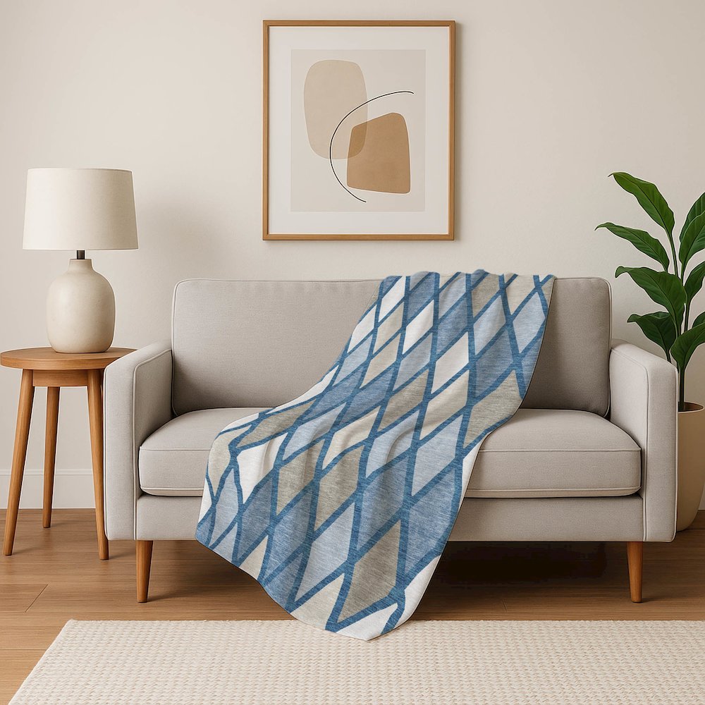 Premium Machine Washable ASB887 Denim 50" x 70" Sherpa Throw Blanket. Picture 5
