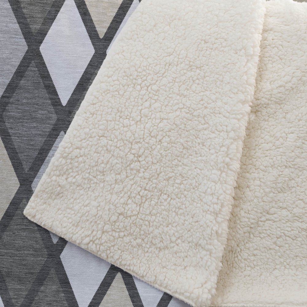 Premium Machine Washable ASB887 Gray 50" x 70" Sherpa Throw Blanket. Picture 2
