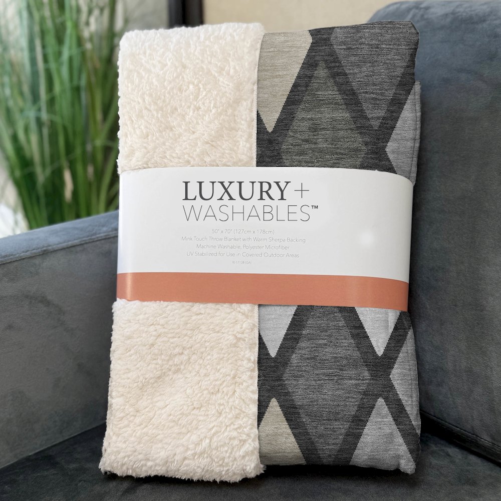 Premium Machine Washable ASB887 Gray 50" x 70" Sherpa Throw Blanket. Picture 3