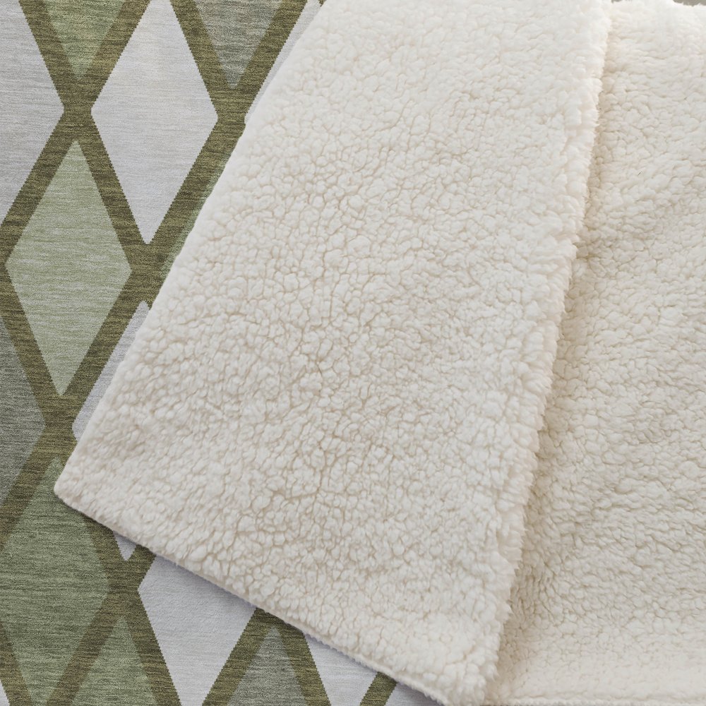 Premium Machine Washable ASB887 Olive 50" x 70" Sherpa Throw Blanket. Picture 2