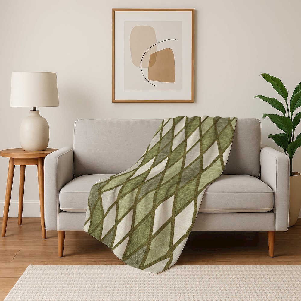 Premium Machine Washable ASB887 Olive 50" x 70" Sherpa Throw Blanket. Picture 5